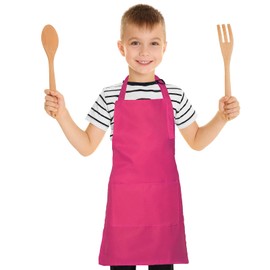 XIEJINJIA Pack of 8 Children's Apron Adjustable with Pockets Chef Child Bibs Cooking Baking Painting for Boys and Girls, Color 1#