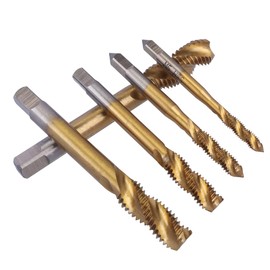 Mesee 9 Piece Spiral Tap, HSS Titanium Coated Tap, Spiral Groove Drill Machine Tap Set, Metric Thread Steel Tap Set Tools M2 M2.5 M3 M4 M5 M6 M8 M10 M12
