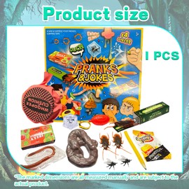YEWCEP Joke Items, 14-Piece Prank Set with Fart Cushion and Realistic Insects, Funny Pranks for Adults and Children, Ideal for Parties and Family Evenings