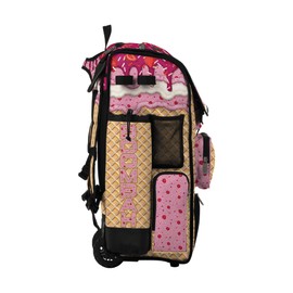 Boombah Superpack Hybrid Rolling Bat Bag - Wheeled & Backpack Version - Ice Cream Strawberry Creme Gold/Pink/Hot Pink