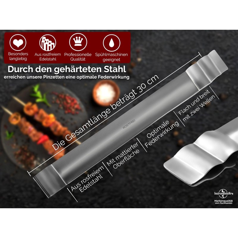 Barbecue Tongs Straight Stainless Steel 20 cm - 60 cm