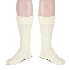 Allsafe Traders Scottish Square Kilt Hose for Men, Ribbed Socks for USA Shoe Sizes (US, Alpha, Medium, Off White)