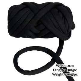 Arm Knitting Wool 500 g for Hand Knitting Chunky XXL Wool Yarn Tube Yarn Crochet Wool Tube Yarn for Crochet for Deck Chunky Knit Soft Wool Yarn Pet Bed Sofa Roving Yarn Black