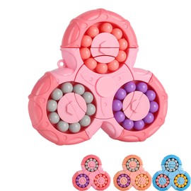 SUOXU Magic Bean Rotating Cube - Creative Rotating Finger Cube Puzzle Toy,Creative Handheld Spinner Educational Decompression Toy Magic Cube Ball Game (Pink)