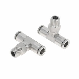 RATCHROLL Push to Connect Air Fittings 5/16" t Type Air Line Quick Joint 304 Stainless Steel 1/4"BSPT 2 Pcs Silver Tone