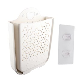 Collapsible Hanging Laundry Basket PP Wall Mounted Collapsible Laundry Hamper for Laundry Dorm Room XL White