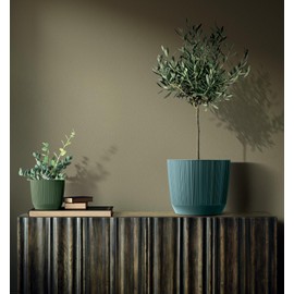 Tymar Flower Pot, Planter, Pack of 2, Plastic Flower Pot, Mat, Round Shape (Diameter 20 cm, (2 Pack), Anthracite)
