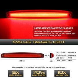 VIPMOTOZ Full LED Rear Factory Style Tailgate Brake Light Compatible With 2003-2006 Compatible with Dodge Ram 2500 3500 Dually Pickup Chrome Housing Red Lens