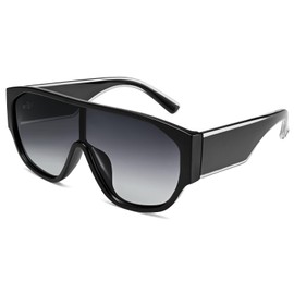 Oversized Aviator Sunglasses Women Men Polarized Trendy Big Siamese Chunky Thick Frame Large UV Protection Black Shades