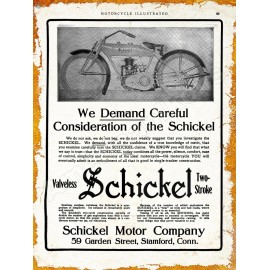 1914 Schickel Motor Co. Motorcycles New Metal Sign: Stamford, Connecticut