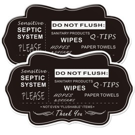 Do Not Flush Rules Sign for Bathroom,2Pack RAMIEYOO Designer Septic System Bathroom signs for Home,Business or RV,Cabin (Black A)