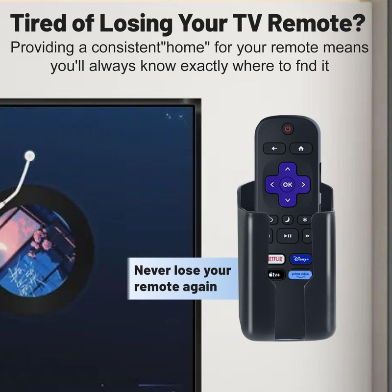 Runhike Hole-Free Remote Holder Wall Mount Compatible with Roku,Strong Adhesive