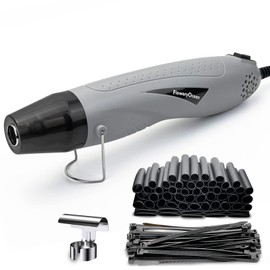 Floweryocean 350W Mini Heat Gun 2 Temp 350°C/662°F + 6.6Ft Long Cord + 55 pcs 4:1 Black Heat Shrink Tube For Craft Repair Wire Cable Soften Epoxy Resin Paint Shrink Wrapping - Grey