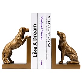 Dog Bookends, Book Ends for Shelves to Hold Books Heavy Duty, Creative Resin Book Holders for Kitchen Desk Home Office