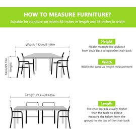 210D Cover Garden Furniture Waterproof Oxford Protective Cover for Garden Table Rectangular Tarpaulin Garden Furniture for Patio Furniture (213 x 132 x 74 cm, Black)