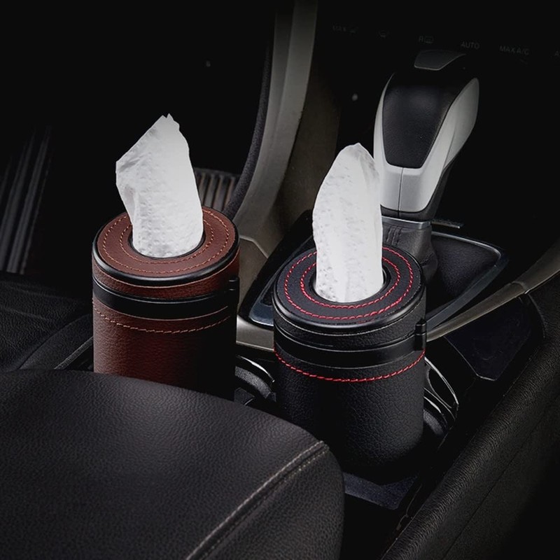 Car Tissue Tube Holder, PU Leather Cylinder Tissue Box, Diameter