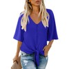 AWULIFFAN Women's Casual V Neck Batwing Sleeve Tops Tie Knot