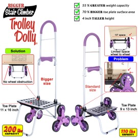 dbest products 01-757 Stair Climber Bigger Trolley Dolly, Purple Grocery Shopping Foldable Cart Condo Apartment