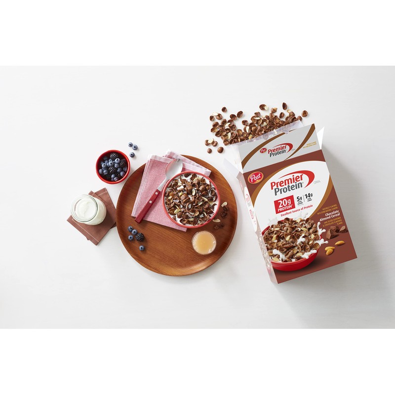 Post Premier Protein Chocolate Almond Cereal, Chocolatey Protein Cereal Flakes