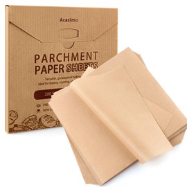 200PCS Parchment Paper Sheets, 9x9in, Squares Baking Paper for Baking, Air Fryer, Steaming, Grilling, Roasting, Wrapping, Precut Non-Stick Square Pan Liners, Oven Paper for Bread (Brown, 9x9 in)