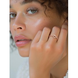 ChicSilver Sterling Silver Rings Rose Gold Plated Infinity Heart Knot Finger Rings Minimalistic Wedding Engagement Rings for Women