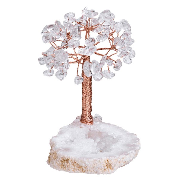 SUNYIK Handmade Rock Quartz Crystal Money Tree, Natural Agate Quartz
