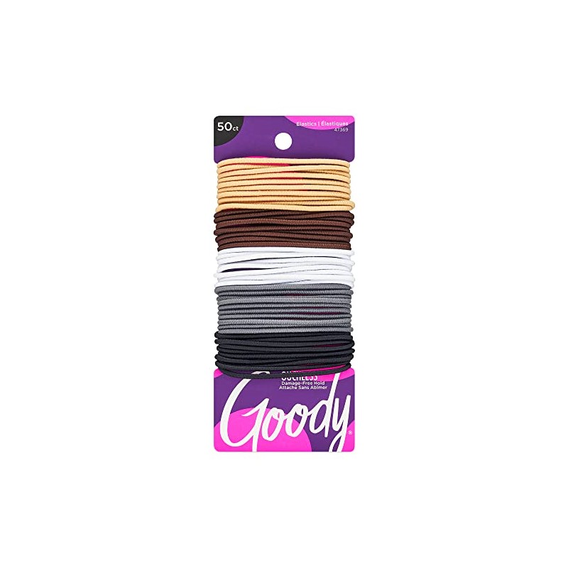 Goody Ouchless Braided Elastics, Value Pack, 2 mm, 50 Count