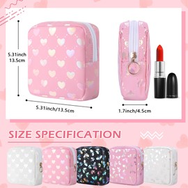 Likesing Period Bag Pouch, Leather Sanitary Napkin Storage Bag for Girls Womens, Portable Sanitary Napkin Period Pad Pouch Bag for Purse, Small Make Up Bags(Pink Love)