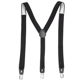 DonDon Men's Narrow 2.5 cm Braces with 3 Extra Strong Y Shaped Braces Clips - Elastic and Adjustable Length, Polka dot black white