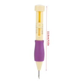 Embroidery Needle Punch Pen Sewing Threaders Tool Kit with 3 Sizes Needle for DIY Craft(Yellow + Purple )