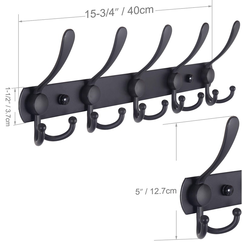 WEBI Coat Rack Wall Mount,Coat Hooks Wall Mount,5 Tri Hooks