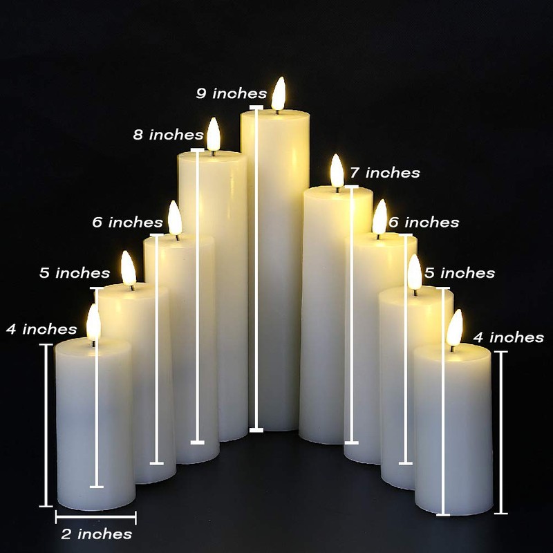 Eywamage Realistic Ivory Slim Flameless Pillar Candes with Remote, Real