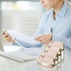 Hipiwe 4 Slots Glass Business Card Holder for Desktop, Gold