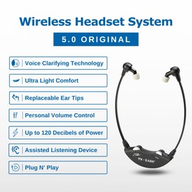 TV Ears Original Wireless Headsets System, TV Hearing Aid Devices works best with Analog TV's, Hearing Assistance, TV Listening Headphones for Seniors and Hard of Hearing. Voice Clarifying, Doctor Recommended - 11641, Black