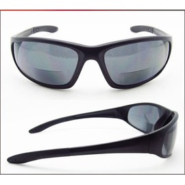 Bikershades Bifocal Safety Sunglasses Protection Sport Wrap Around Reader Cycling Driving Golfing Outdoor Work Black Frame Clear Lens +1.50
