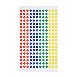 HEIKO Tack Label (Seal) NO.648 Round Assortment, Φ0.2 inches (5 mm), 1512 Pieces/62-1029-28