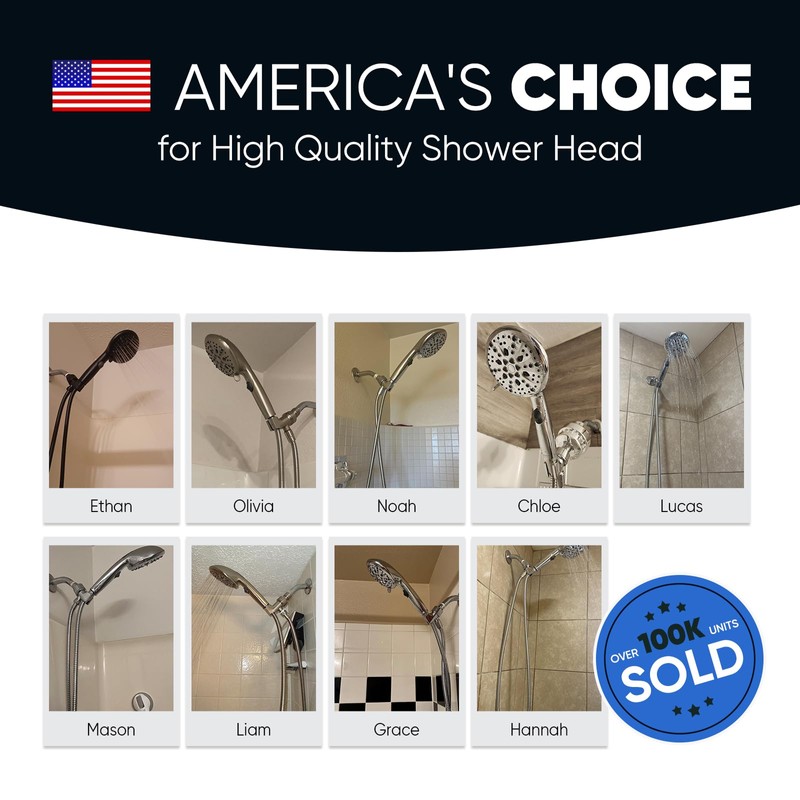 Cobbe High Pressure Shower Head with Built-in Pause Button, 9-Function