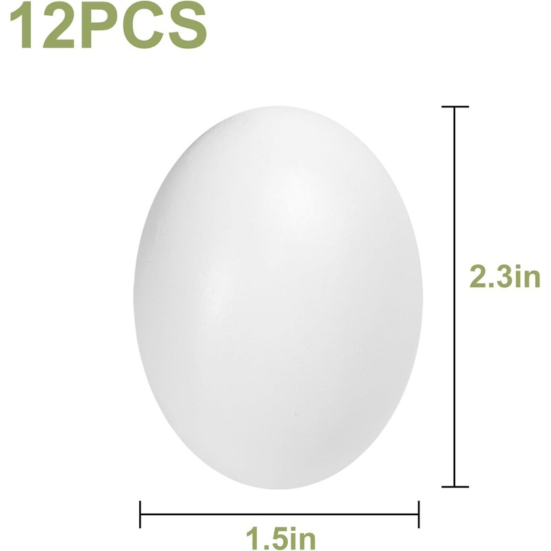 12 Pieces Wooden Fake Eggs, White Wooden Easter Egg Wood