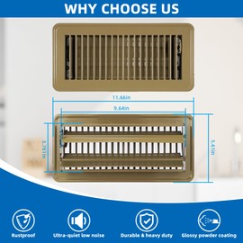 Floor Register 4x10-8 Pack Vent Covers with Heavy Duty Steel - Brown Vent Covers for Home Floor-Easy Adjust Air Supply Walkable Air Vents