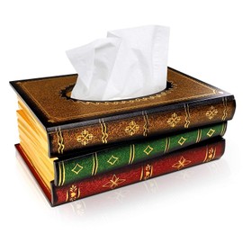 Benkeer Vintage Wooden Antique Book Tissue Holder Dispenser/Novelty Napkin Paper Holder Box Cover for Book Reader Lover at Home/Office/Car Automotive Decoration