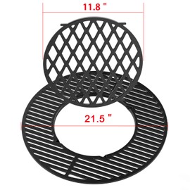 onlyfire Cast Iron Grill Grate Replacement Gourmet BBQ System for Weber 22inch Kettle Charcoal Grills