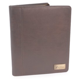 Catwalk Collection Handbags - Women's Leather A5 Conference Folder - Zip Travel Document Holder - Fits Tablet and Business Cards - Angela - Grey