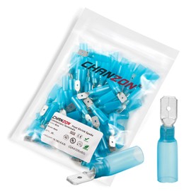 Chanzon UL Listed Heat Shrink Male Spade Wire Connectors 1/4" 16-14AWG Gauge Crimp Quick Disconnect Electrical Wiring Terminals 80pcs Blue Waterproof for Automotive Marine Home Projects Boat Car
