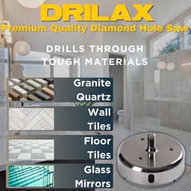 Drilax 3-3/4" Diamond Hole Saw for Tile, Porcelain, Ceramic, Glass, Granite & Stone | Precision Wet Drilling Core Bit with 3/8" Shank | Ideal for Large Drains, Pipes & Light Fixtures