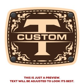 CityLocs Custom Initials Hat with Engraved Leather Patch - Letter: T, Hat Color: Blue Red White Trucker