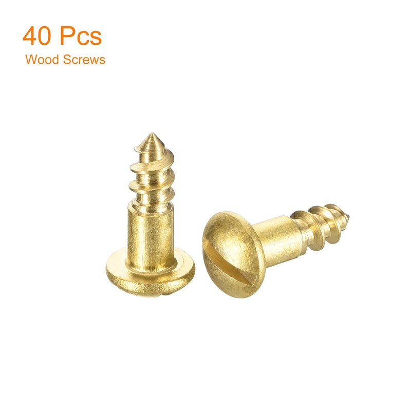 sourcing map Wood Screws M3.5 x 12mm Slotted Round Head