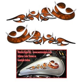 Inferno Orange Reversed Tribal Flame Graphics - 2.5" h x 8" w