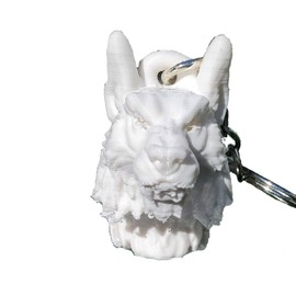 Werewolf Keychain Model White 3d Printed Wolf 3D Head With Silver Colored Key Ring Backpack Charm