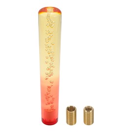 INFINAUTO Round Crystal Shift Knob, 25cm Universal for Automatic and Manual Vehicle Gear Shifter Knob with 2 Adapter Acrylic Yellow Red, 1 Set