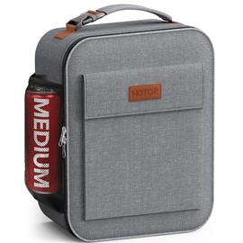 HOTOR Lunch Bag for Men & Women - Large Capacity Insulated Lunch Bag with Mutiple Pockets, Wear-Resistant Cooler Lunch Box for Office, Picnic, Grey, 7L, 9.06" x 4.33" x 10.63"